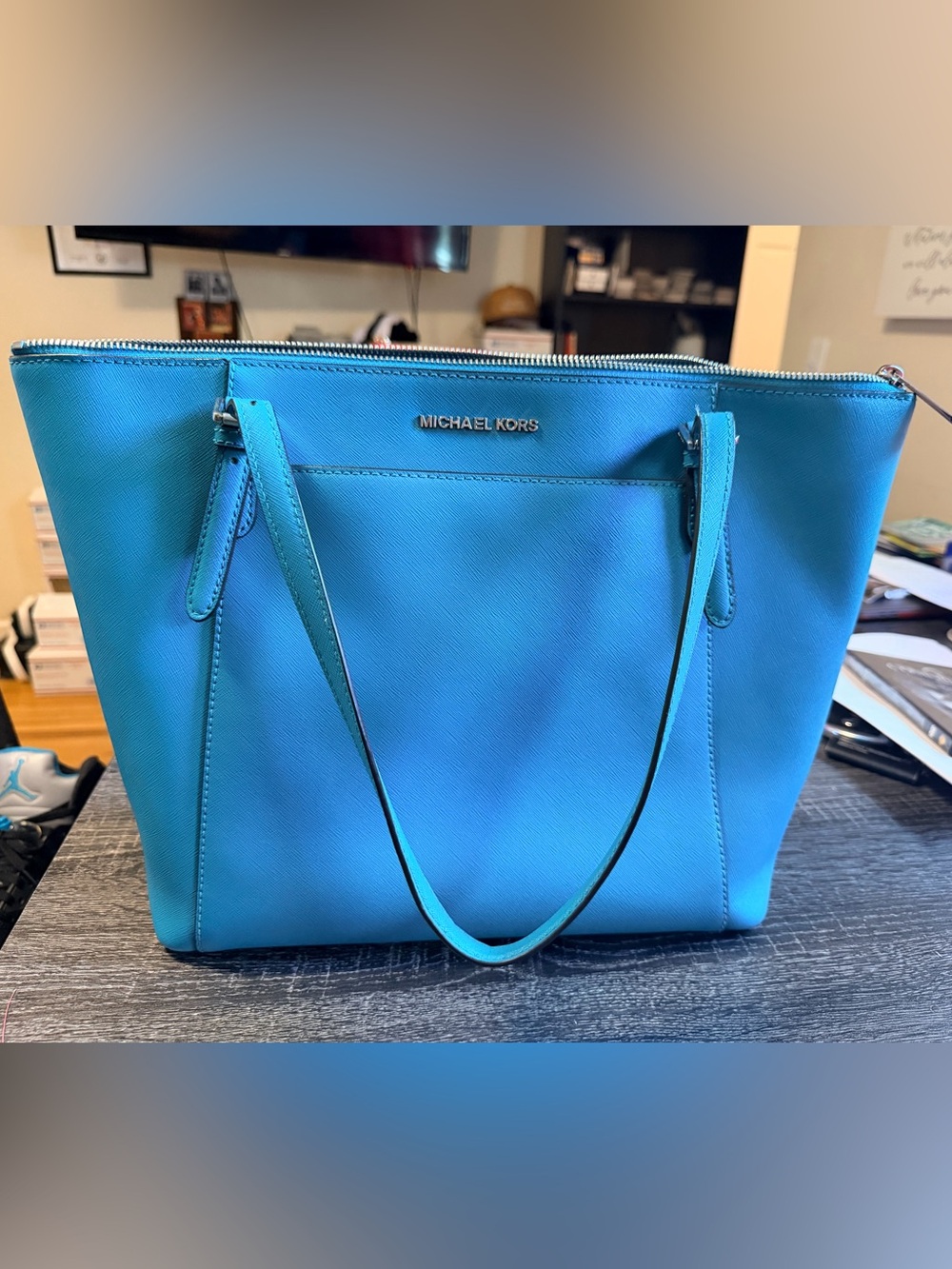 Michael Kors Ciara Tile Blue Large Tote